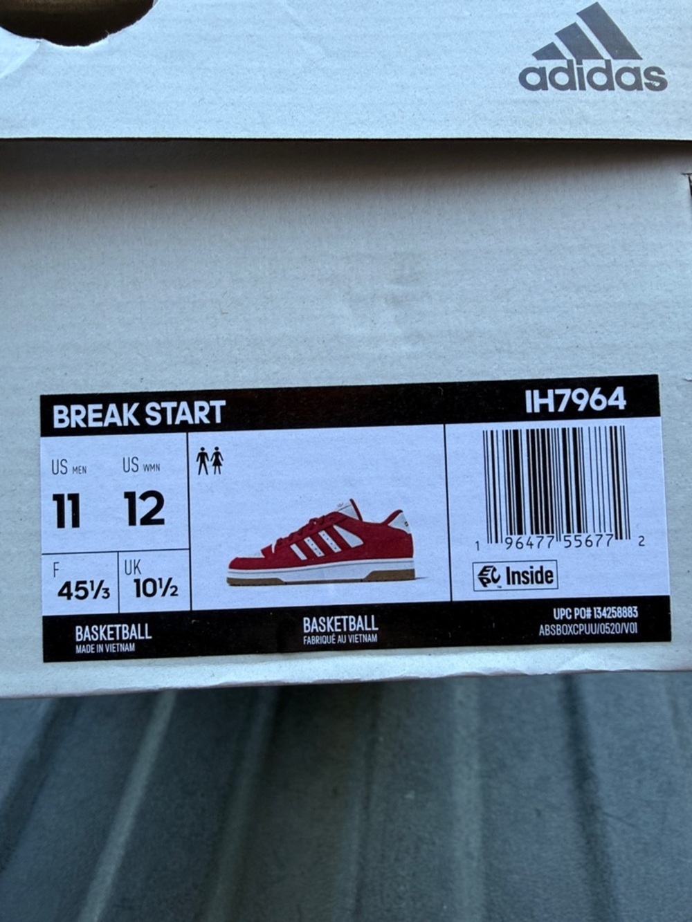 adidas Men’s Break Start Sneakers - Red with White Stripes